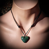 NZ Greenstone Pounamu Heart Pendant Necklace (N626)