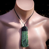 Natural Jade XL Notched Toki Pendant Necklace (N1128)