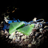 NZ Greenstone Pounamu Hanging Hook Earrings (N609)