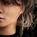 Natural Jade Curved Drop Hook Earrings (N1135)