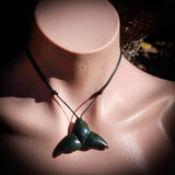 NZ Greenstone / Pounamu Whale Tail Pendant Necklace (N716)