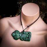 Natural Nephrite Jade Side Hei Tiki Pendant Necklace (N1054)