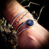 Solid 925 Sterling Silver & Natural Black Onyx Handmade Cuff Bracelet