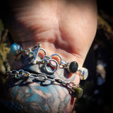 Solid 925 Sterling Silver & Natural Larimar, Moonstone, Labradorite Handmade Chain Bracelet