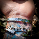 Solid 925 Sterling Silver & Natural Labradorite Rustic Handmade Hammer Finish Cuff Bracelet