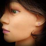 Childrens 925 Sterling Silver & 5x Multi Setting Colored CZ Stud Earrings