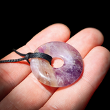 30mm Natural Amethyst Donut Pendant Necklace