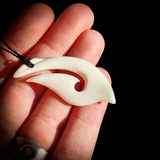 Natural Carved Maori Bone Carving Pendant Necklace - Curved Hook