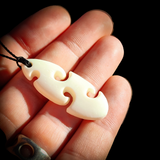 Natural Carved Maori Bone Carving Pendant Necklace - Sea Waves