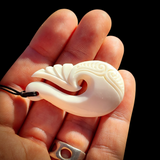 Natural Carved Maori Bone Carving Pendant Necklace - Hook With Wing