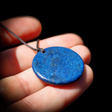 30mm Natural Lapis Lazuli Flat Disk Pendant Necklace
