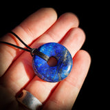 Natural Lapis Lazuli Donut Pendant Necklace