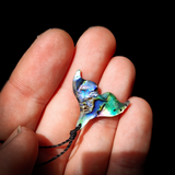 Natural Carved Paua Whale Tail Pendant Necklace