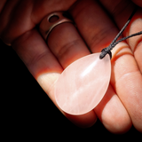 Natural Rose Quartz Waterdrop Pendant Necklace