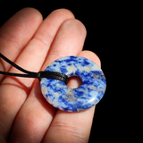 30mm Natural Sodalite Donut Pendant Necklace