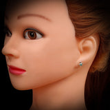 Childrens 925 Sterling Silver & Turquoise CZ Turtle Stud Earrings