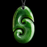 Natural Jade Double Koru Pendant Necklace (N2207)