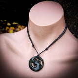 NZ Greenstone / Pounamu Triple Koru Pendant Necklace (N775)