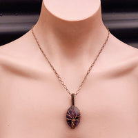Handmade Copper & Natural Amethyst Wire Wrap Tree Necklace