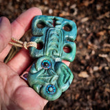 Natural Jade Hei Tiki Pendant Necklace (N1151)