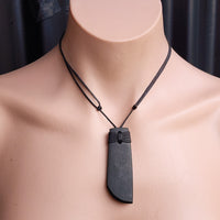 NZ Black Greenstone Pounamu Toki Pendant Necklace (N179)