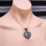 Handmade Copper & Natural Labradorite Wire Wrap Tree Heart Necklace