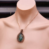 Handmade Copper & Natural Malachite Wire Wrap Necklace