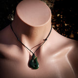 NZ Greenstone Pounamu Hook Pendant Necklace (N906)