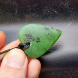 NZ Greenstone Pounamu Heart Pendant Necklace (N444)