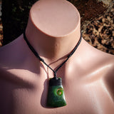 NZ Greenstone Pounamu Koru Toki Pendant Necklace (N962)
