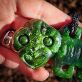 Natural Nephrite Jade Tiki Pendant Necklace (N964)