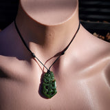 NZ Greenstone Pounamu Tiki Pendant Necklace (N860)