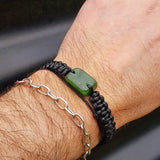 Natural Greenstone One Off Macrame Bracelet (1A3-789)