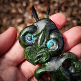 Natural Jade Hei Tiki Pendant Necklace (N1148)