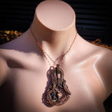 Handmade Copper & Natural Raw Tourmaline Wire Wrap Necklace