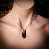Rustic 925 Sterling Silver & Australian Fairy Opal Freeform Pendant Necklace (1BBB322)