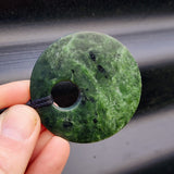 NZ Greenstone Pounamu Disk Pendant Necklace (N339)