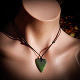 NZ Greenstone Pounamu Heart Pendant Necklace (N819)