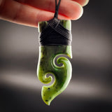 Natural Jade Double Koru Toki Pendant Necklace (N2163)