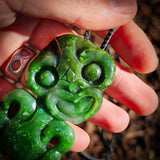 Natural Nephrite Jade Hei Tiki Pendant Necklace (N969)