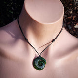 NZ Greenstone Pounamu Koru Pendant Necklace (N1027)