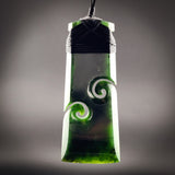 Natural Jade Double Koru Toki Pendant Necklace (N2260)