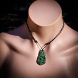 NZ Greenstone Pounamu Tiki Pendant Necklace (N813)