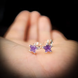 Childrens 925 Sterling Silver Lavender CZ Star Stud Earrings