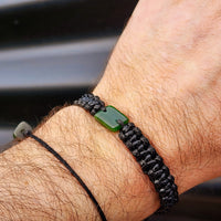 Natural Greenstone One Off Macrame Bracelet (1A3-754)