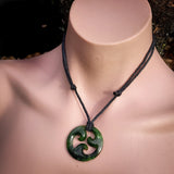 Natural Jade Triple Koru Pendant Necklace (N1070)