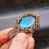 Handmade Copper & Natural Labradorite Wire Wrap Necklace