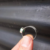(V) Solid Sterling Silver & Natural Emerald Handmade Rustic Cuff Ring