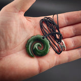 Natural Jade Notched Koru Pendant Necklace (N2310)