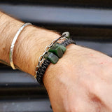 Natural Greenstone One Off Macrame Bracelet (1A3-797)
